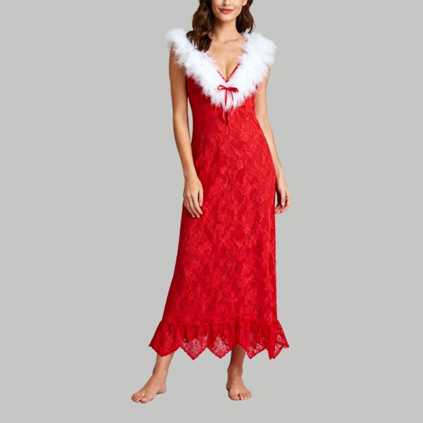 womens-red-lace-sleep-dress-v-neck-nightgown-with-bow-ruffle-hem
